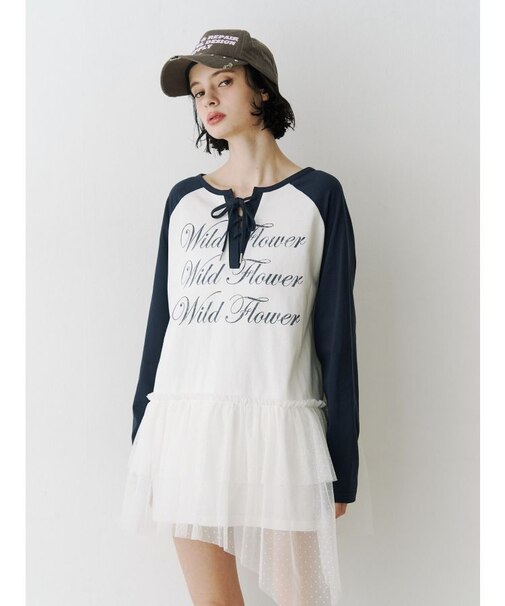 ヘムフリルラグランワンピース