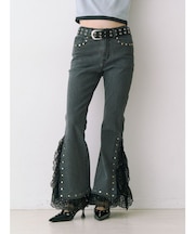 レースドッキングスタッズフレアデニム