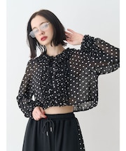 シアーフリルショートブラウス