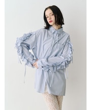 ショルダーフリルリボンタイBIGシャツ