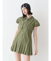 ミリタリープリーツミニワンピース