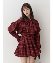 フリルショルダーミニワンピース