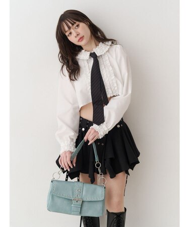フリルカラーショートブラウス