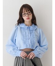 フリルカラーショートブラウス