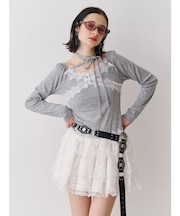 レースドッキングカットトップス