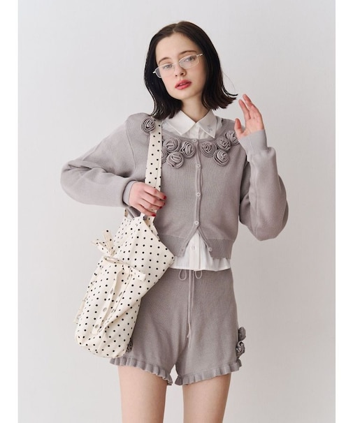 ローズモチーフコンパクトニット【セットアップ対応】