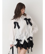 ギャザーリボンルーズシャツ