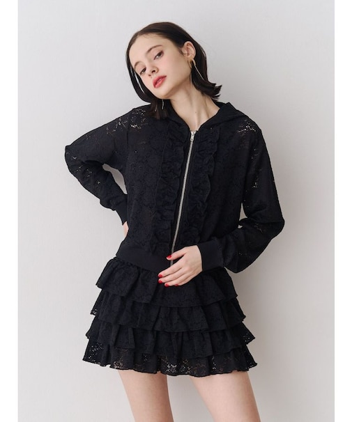 レースクロップドZIPフーディー【セットアップ対応】