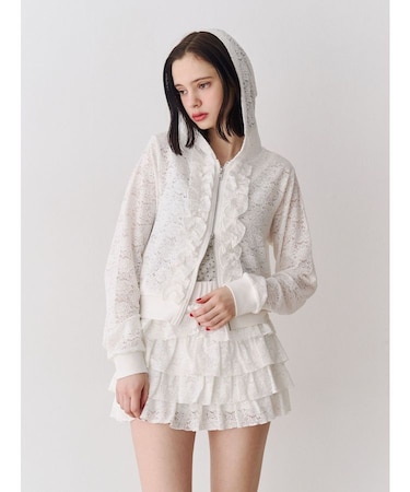 レースクロップドZIPフーディー【セットアップ対応】