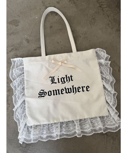 ロゴレースフリルトートバッグ