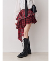 アシメヘムチェックフリルスカート