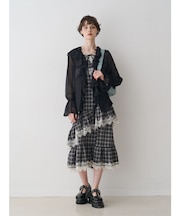 レースドッキングフリルキャミワンピース