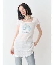 シャーリングミニワンピース