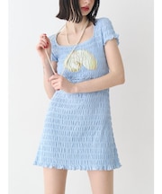 シャーリングミニワンピース