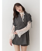 ギャザースリーブジャケットミニワンピース