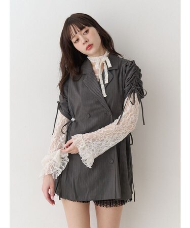 ギャザースリーブジャケットミニワンピース