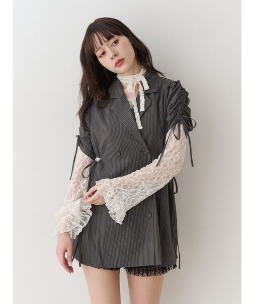 ギャザースリーブジャケットミニワンピース