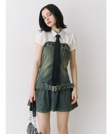 デニムベアミニワンピース