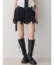 コットンレースアシメフレアミニスカート