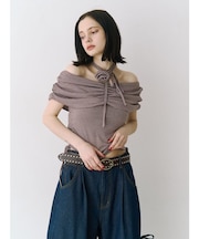 パターンオフショルトップス