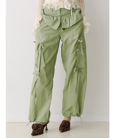 ペプラムナイロンルーズパンツ