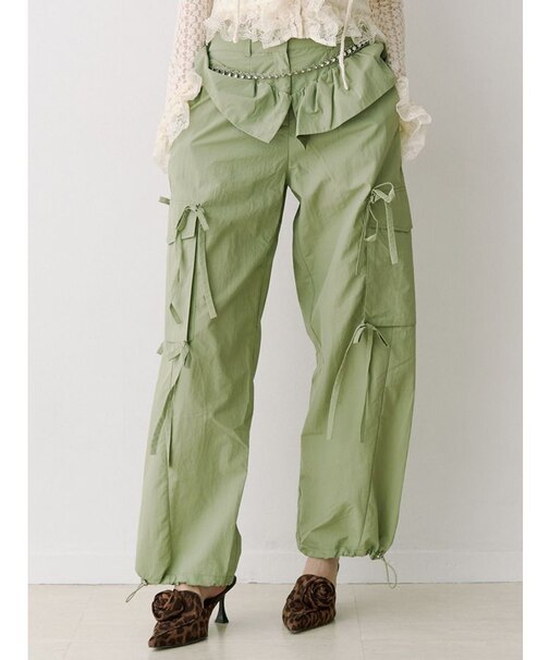 ペプラムナイロンルーズパンツ