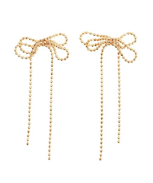 ボールチェーンリボンピアス