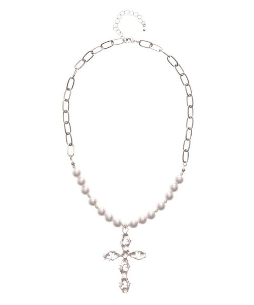 クロスモチーフパールネックレス