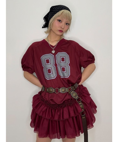 チュールフリルアメフトミニワンピース