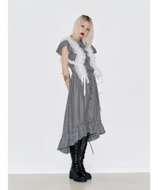 シャーリングシャツワンピース