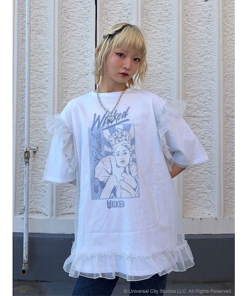 jouetie フロントフリルチュニックシャツ ブルー ジュエティ フロントフリルチュニックシャツ jouetie フロントフリル