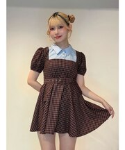 スクエアネックドッキングミニワンピース