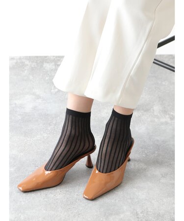 ストライプ柄ショートストッキング