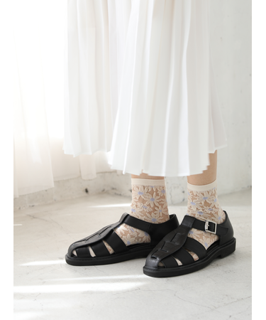 シースルー花柄ショートソックス