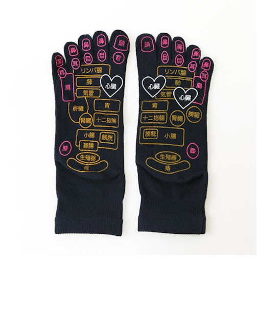 【WEB限定】足裏ツボプリント5本指ソックス25～27cm