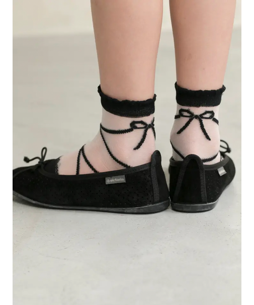 キッズ レースアップシアーショートソックス19～21cm