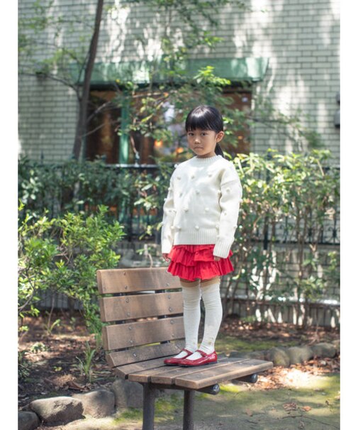 キッズ ピンドットラメチェリーオーバーニー19～21cm