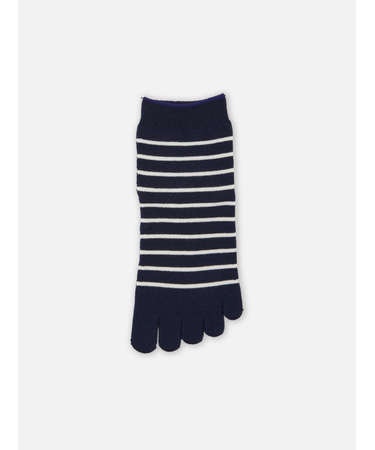 細ボーダー柄五本指ショートソックス