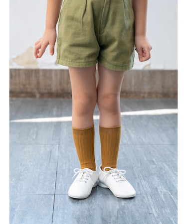 キッズ表糸コットン100％毛玉が出来にくい：リブハイクルーソックス16～18cm【カスタム刺繍対応】