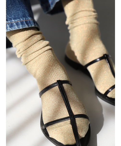 シャイニーラメリブソックス