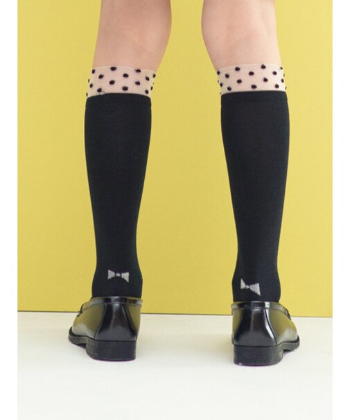 キッズ チュールドット柄ハイソックス16～18cm