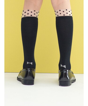 キッズ 履口チュールドット柄ハイソックス19～21cm