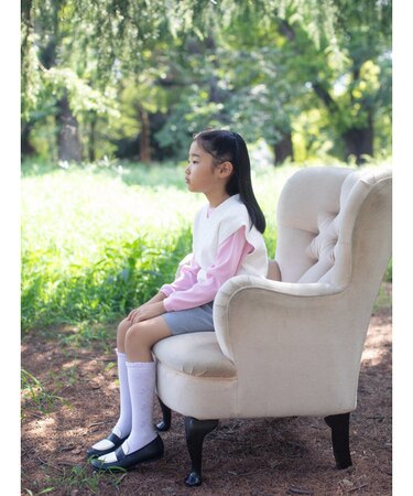 キッズ フロートリボン柄ハイソックス19～21cm