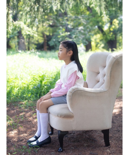 キッズ フロートリボン柄ハイソックス19～21cm