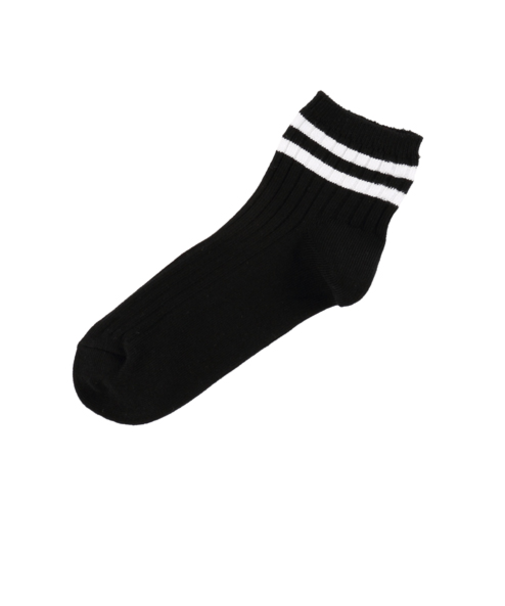 キッズ 綿リブ2本ラインショートソックス16～18cm