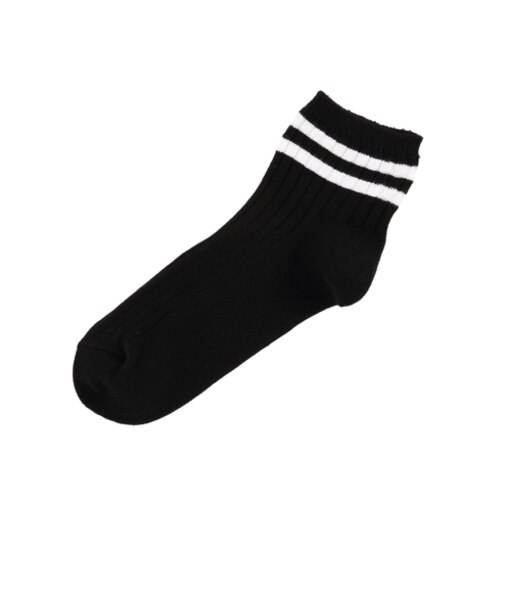 キッズ コットンリブ2本ラインショートソックス / 19-21cm
