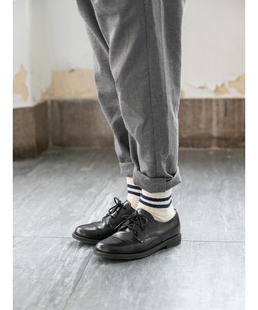キッズ コットンリブ2本ラインショートソックス / 19-21cm