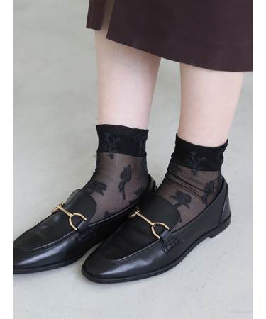 シアーワントーン花柄ショートソックス