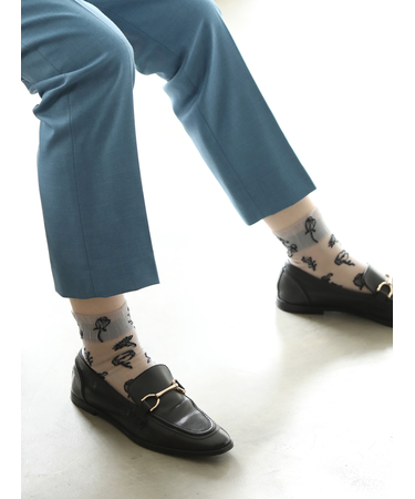 シアーワントーン花柄ショートソックス