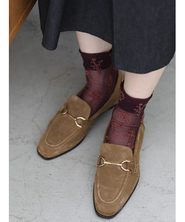 シアーワントーン花柄ショートソックス